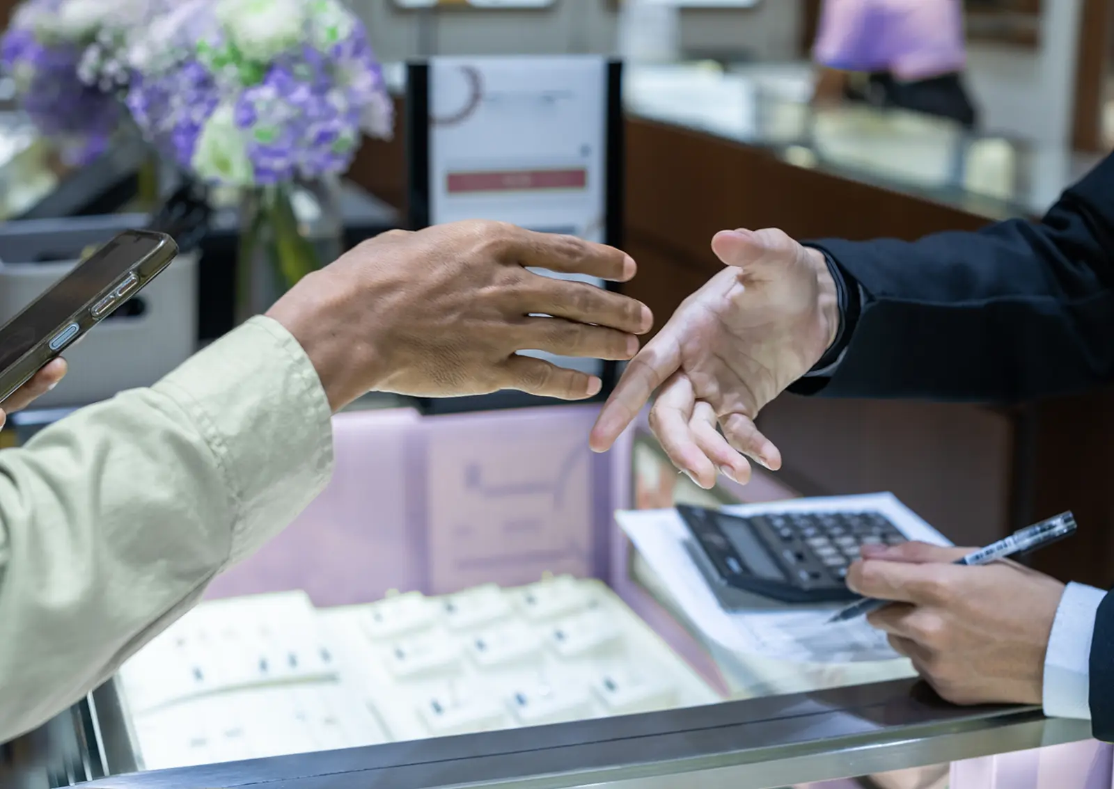 Execution of a jewelry warranty agreement.